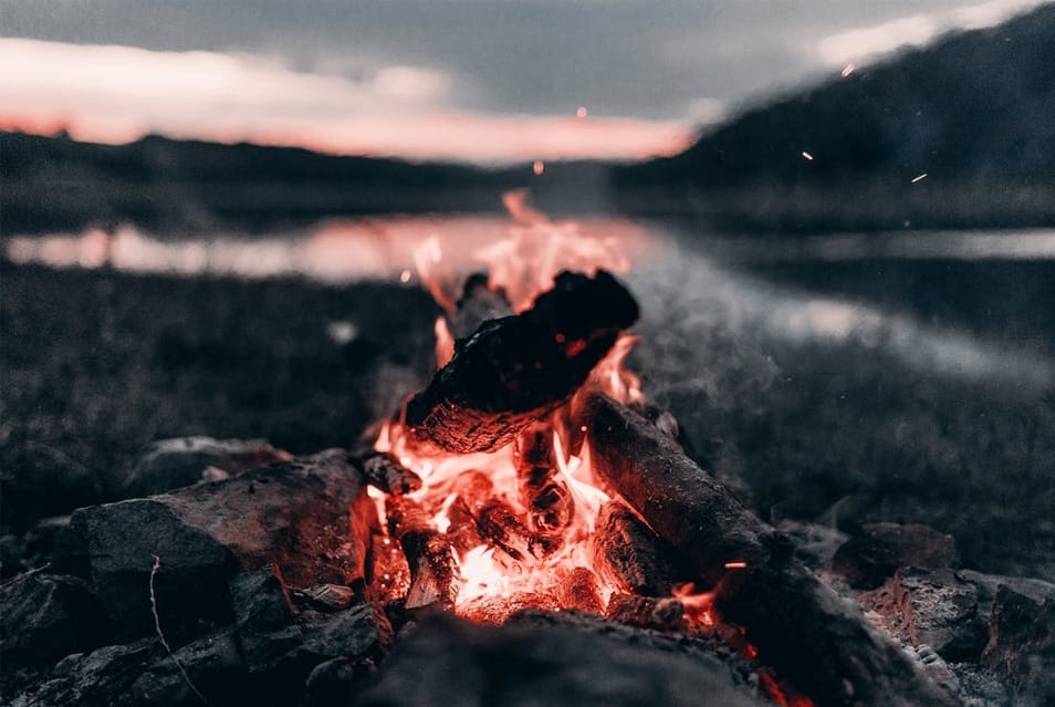 50+ Collection of Excellent Dark Wallpapers 25 Bright Bonfire Near Lake And Mountains At Night