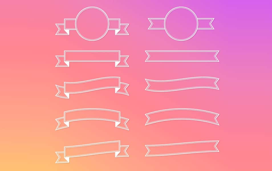 The Huge Collection Of Photoshop Custom Shapes 6 Vector Ribbon Silhouettes