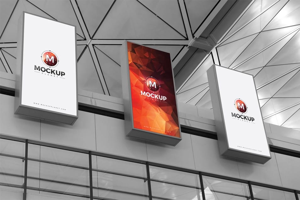 Free Expo 3 Empty Billboard Mockup PSD 2 Free Expo 3 Empty Billboard Mockup PSD