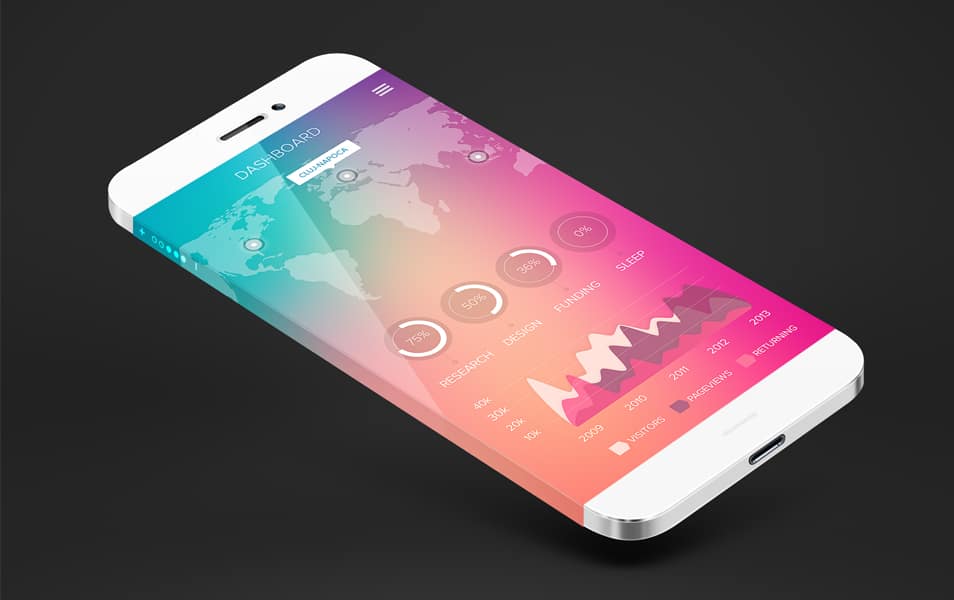 Stats iOS 7 Style iPhone 6 Mockup