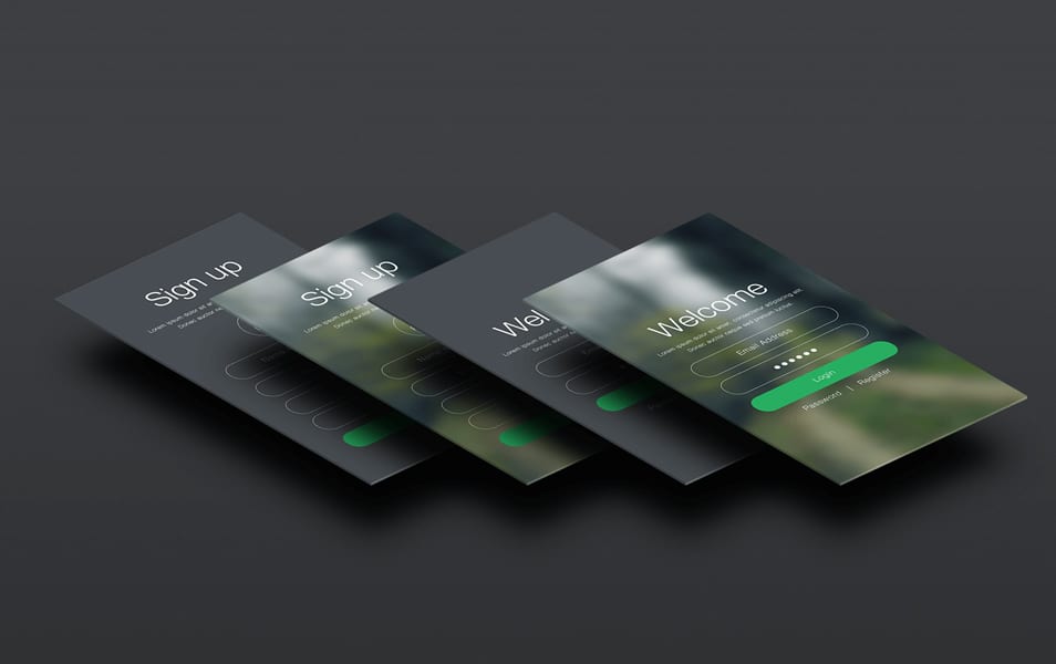 iOS 7 Login and Register App PSD