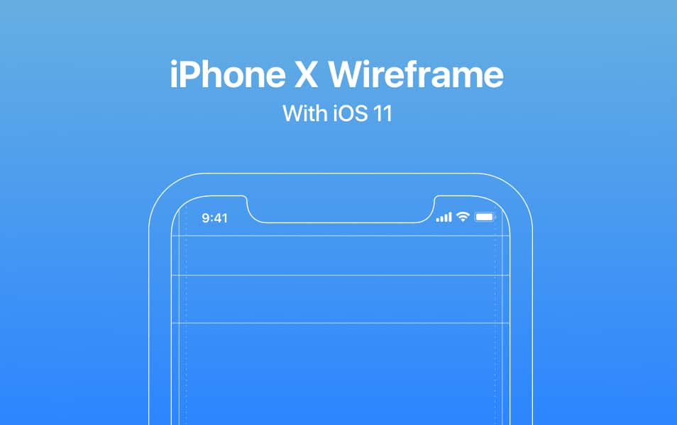 iPhone X Wireframe with iOS 11 Guides