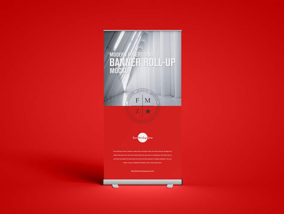 Free Modern Advertising Banner Roll-up Mockup 1 Free Modern Advertising Banner Roll-up Mockup