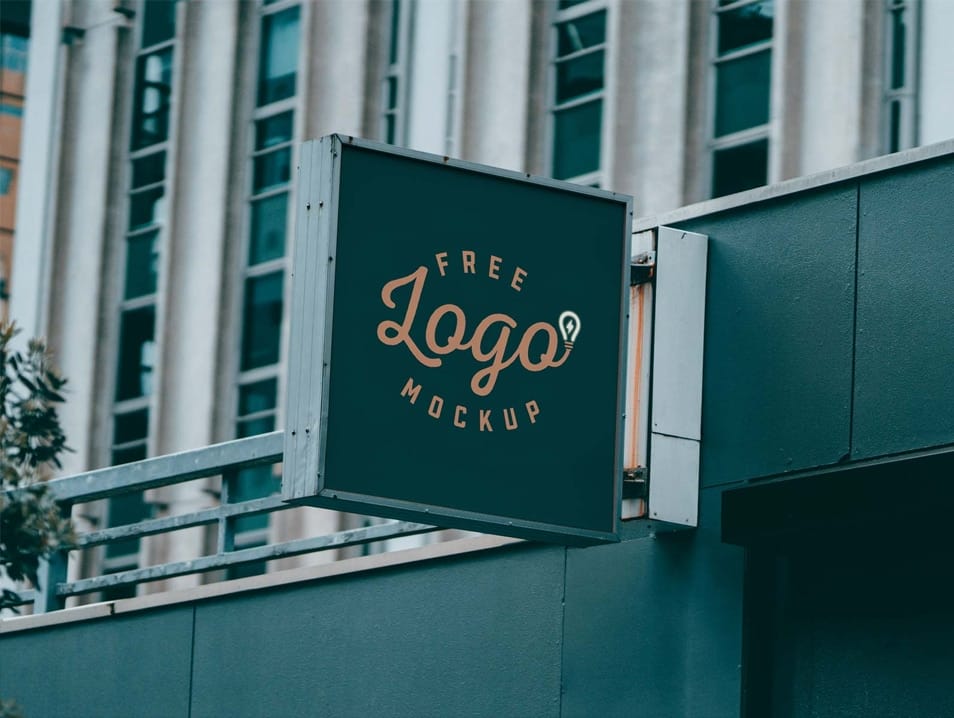 Free Square Shop Signage Board Mockup PSD 2 Free Square Shop Signage Board Mockup PSD