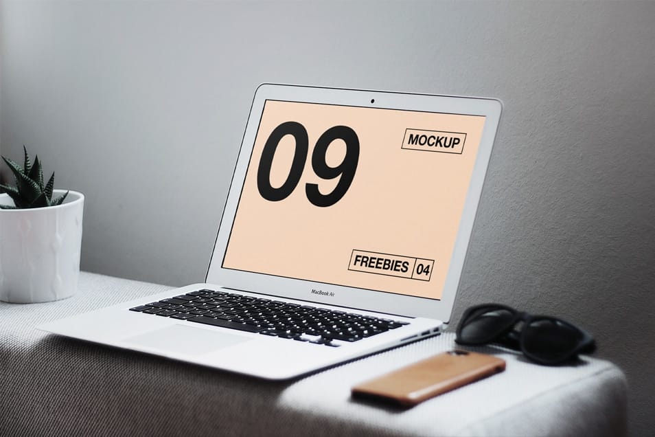 MacBook Air on Table Mockup 1 MacBook Air on Table Mockup