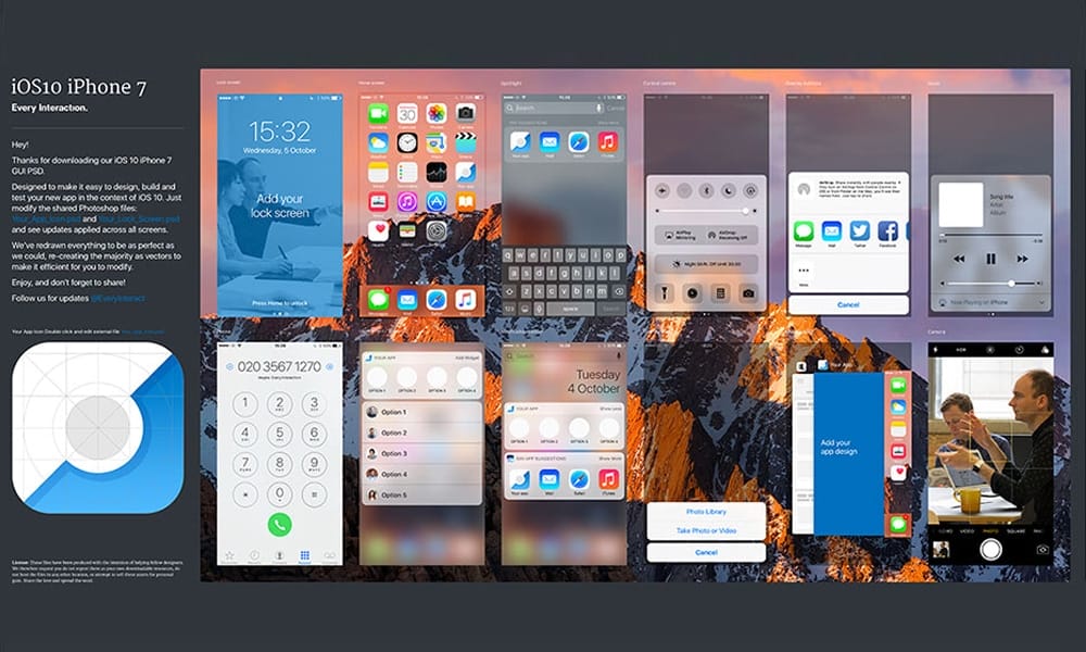 iOS 10 GUI (iPhone 7) PSD/Sketch