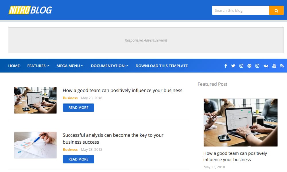 Nitro Responsive Blogger Template