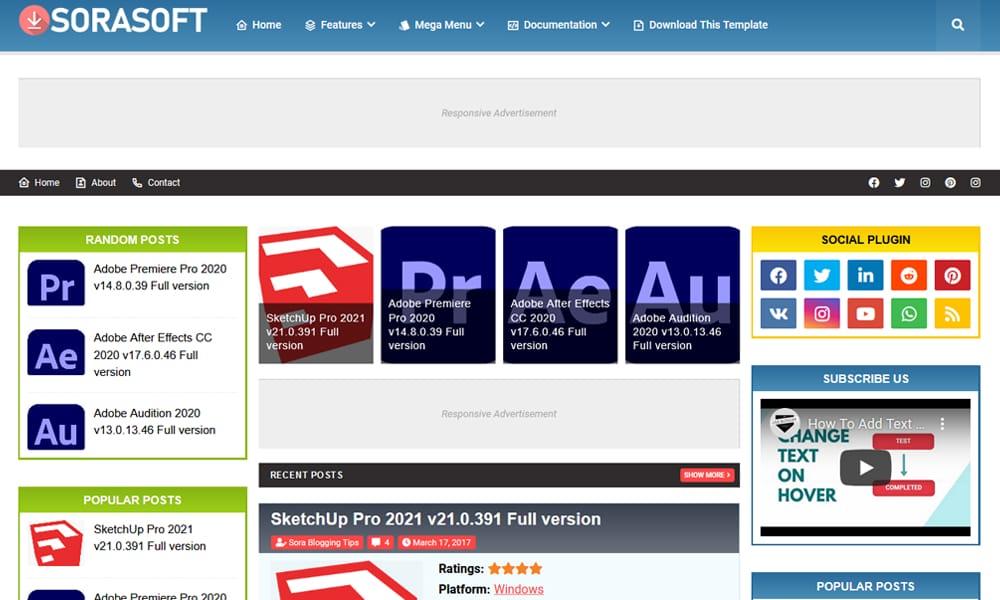 300+ Best Free Responsive Blogger Templates 2025 34 SoraSoft Responsive Blogger Template