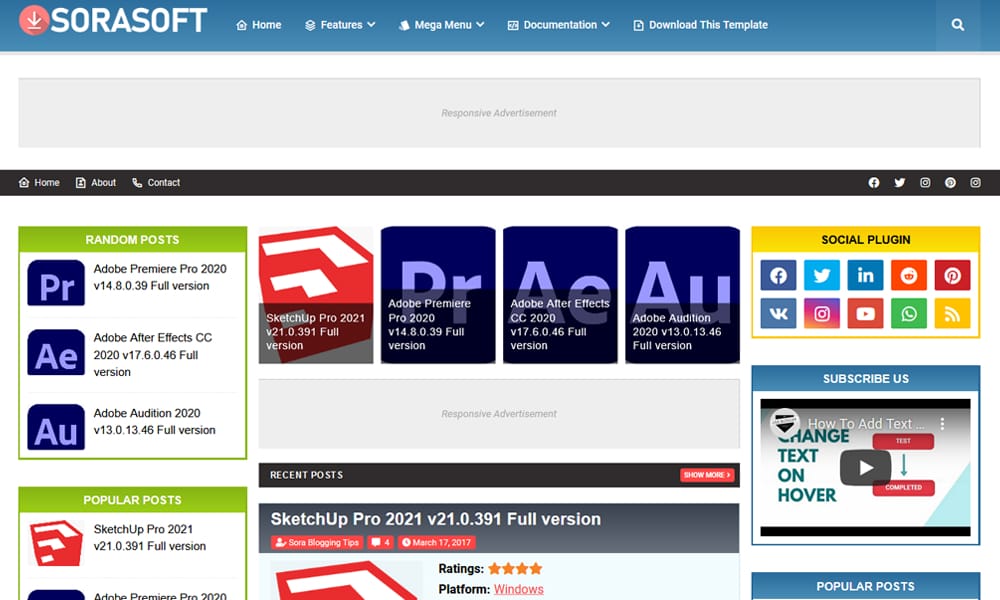 SoraSoft Responsive Blogger Template