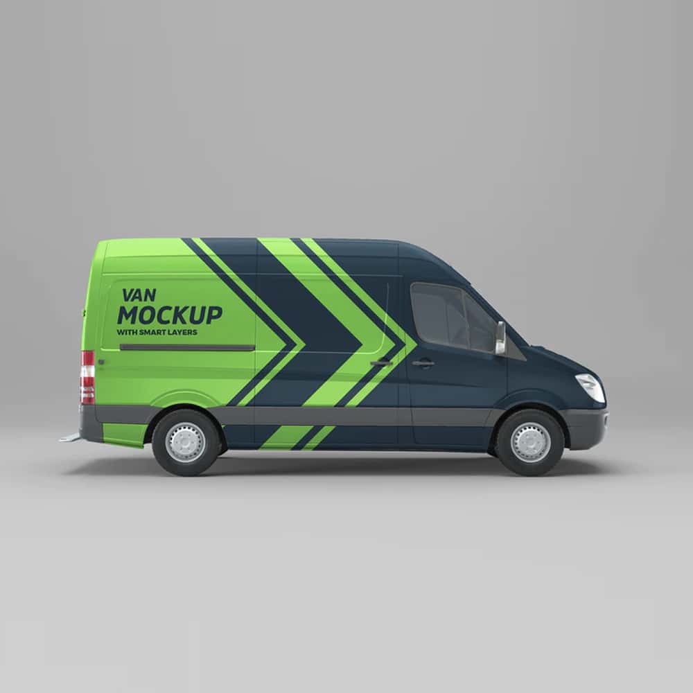 Van Side View PSD Mockup 1 Van Side View PSD Mockup