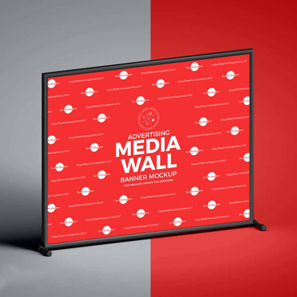 Free Advertising Media Wall Banner Mockup 1 Free Advertising Media Wall Banner Mockup