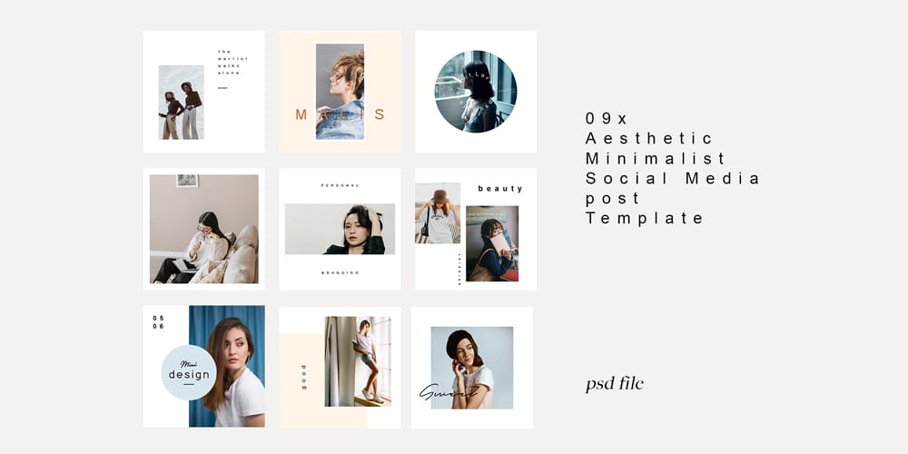 100+ Best Instagram Post Templates to Gain More Followers 280 Aesthetic Minimalist Social Media Post Template