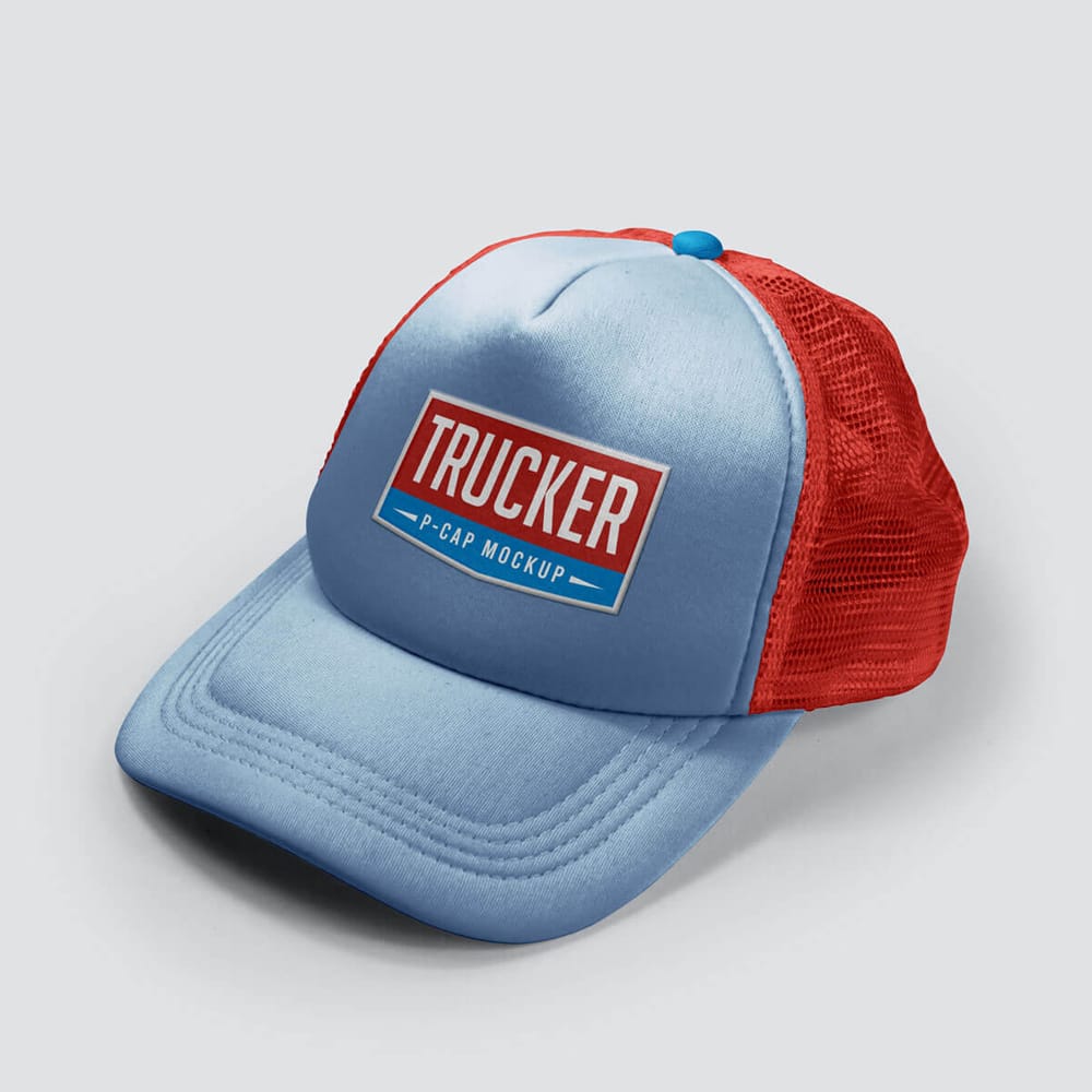 Free Men / Women Summer Trucker P-Cap Mockup PSD 1 Free Men / Women Summer Trucker P-Cap Mockup PSD