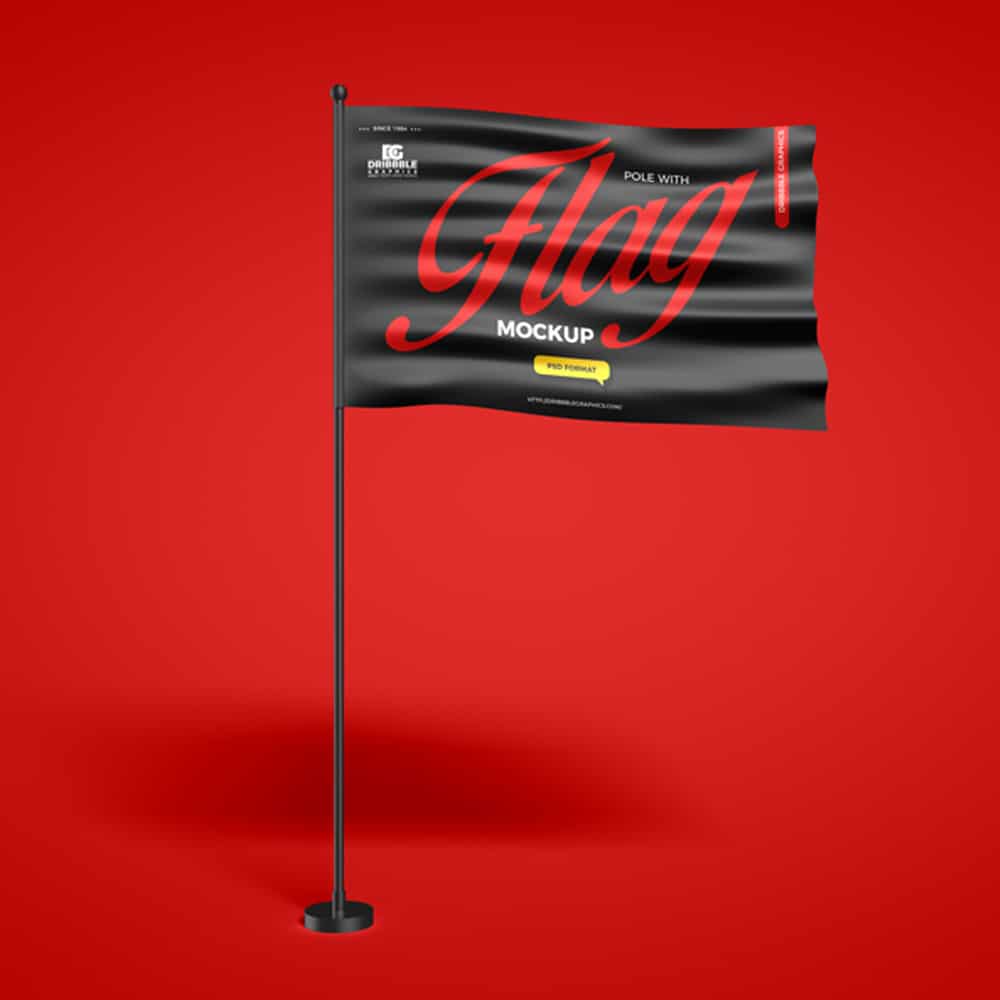 Free Pole With Flag Mockup 1 Free Pole With Flag Mockup
