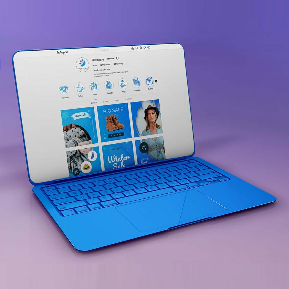 Blue Laptop Instagram Mockup 1 Blue Laptop Instagram Mockup