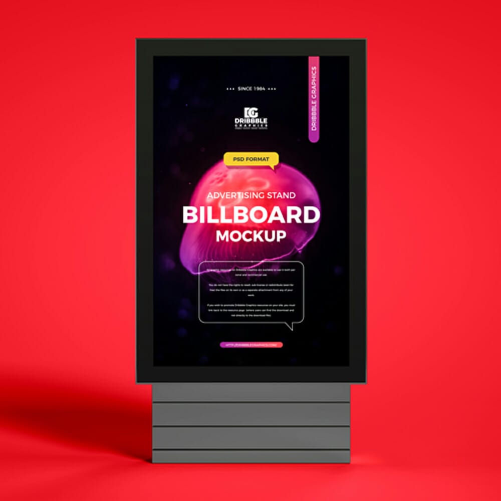 Free Advertising Stand Billboard Mockup 1 Free Advertising Stand Billboard Mockup