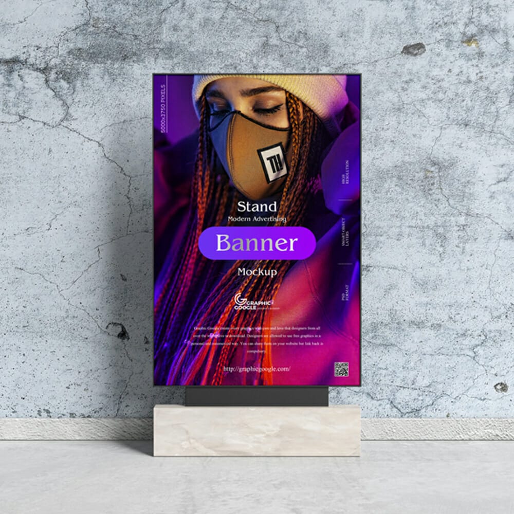 Free Modern Advertising Stand Banner Mockup 1 Free Modern Advertising Stand Banner Mockup