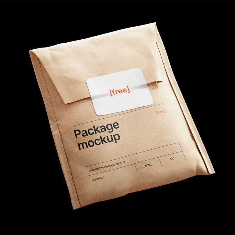 Kraft Paper Postal Bag And Sticker Mockup CSS Author