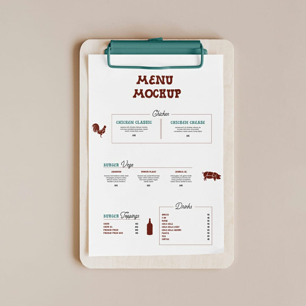 Menu Card Mockup 1 Menu Card Mockup