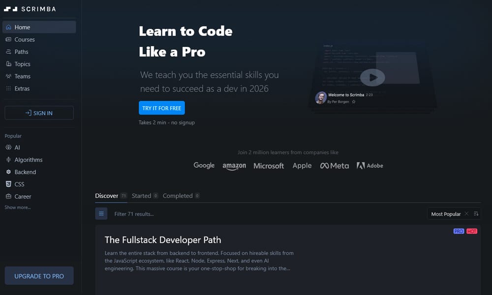Coding Practice Sites for Beginners & Professionals 49 Scrimba