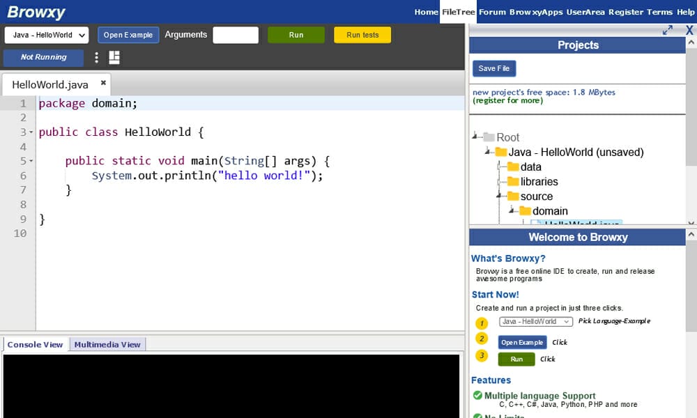20+ Best Online Java Compiler, Editor and IDE 3 Browxy