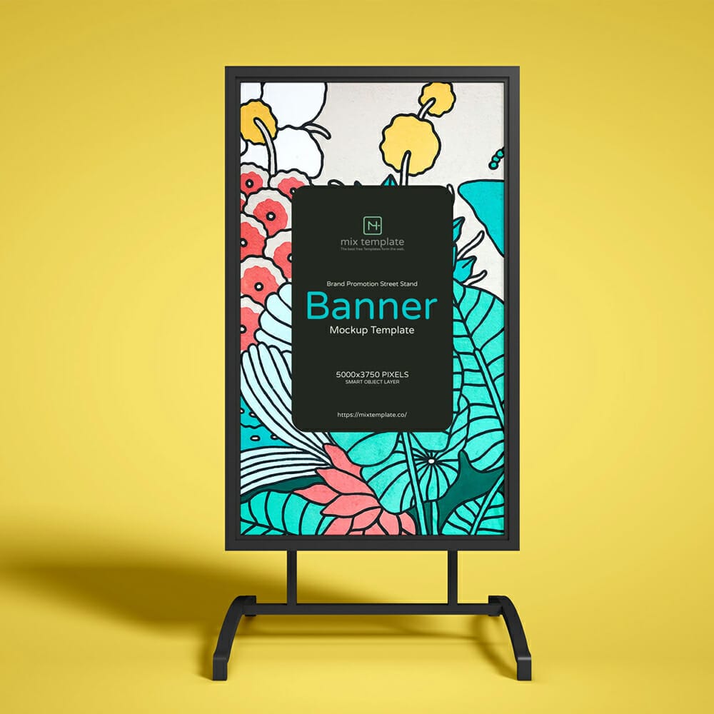 Free Brand Promotion Street Stand Banner Mockup Template 1 Free Brand Promotion Street Stand Banner Mockup Template