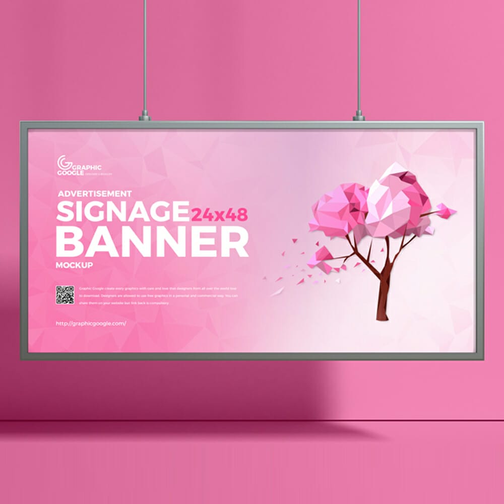 Free 24×48 Signage Banner Mockup 1 Free 24×48 Signage Banner Mockup