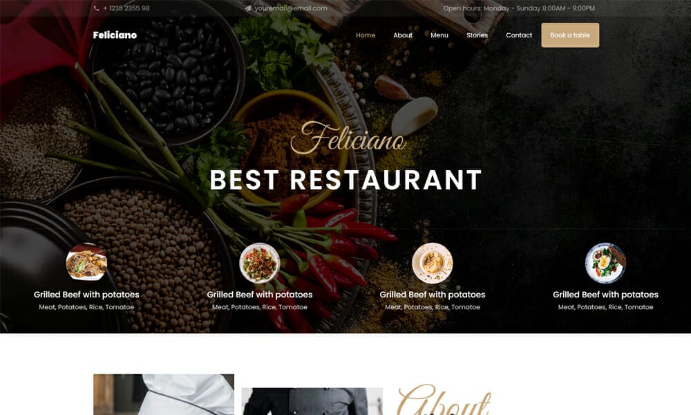 50+ Best Free Restaurant HTML Website Templates of 2025 41 Feliciano