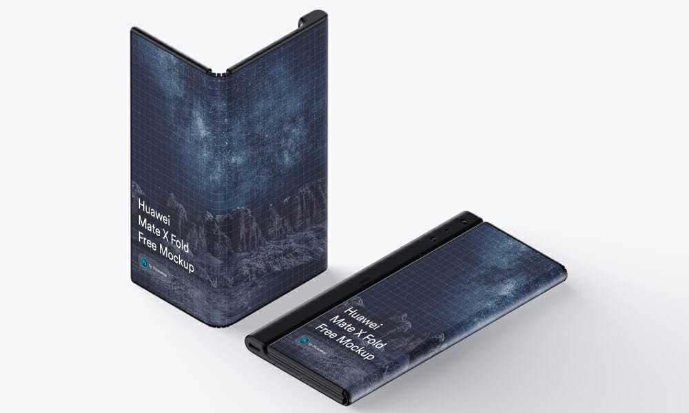 300+ Smartphone Mockup PSD Templates 313 Free Huawei Mate X Phone (Fold) Mockup