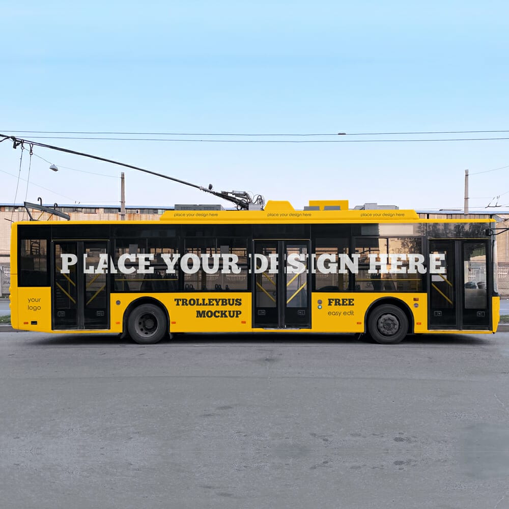 Free Trolleybus Mockup 1 Free Trolleybus Mockup