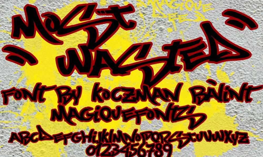 Free Graffiti Fonts That Will Make Your Designs Pop! 59 Most Wasted Font