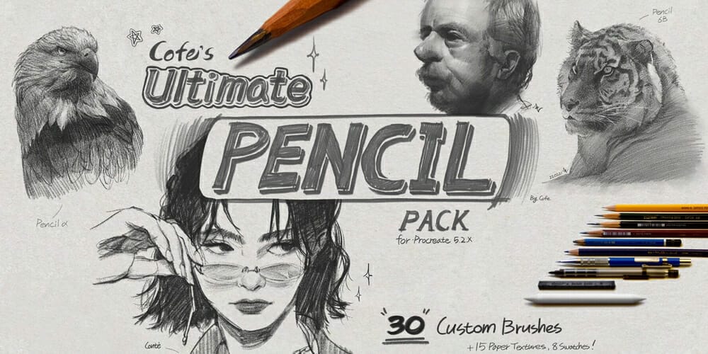Best Free Procreate Brushes 75 COFEs Pencil Set