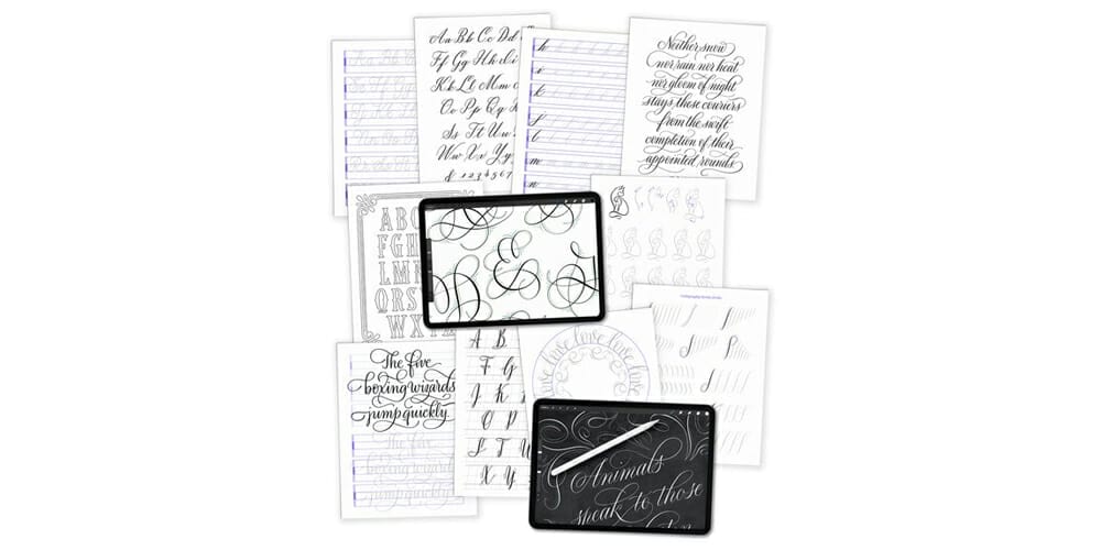 Best Free Procreate Brushes 53 Calligraphy Practice Sheets And Procreate Brushes