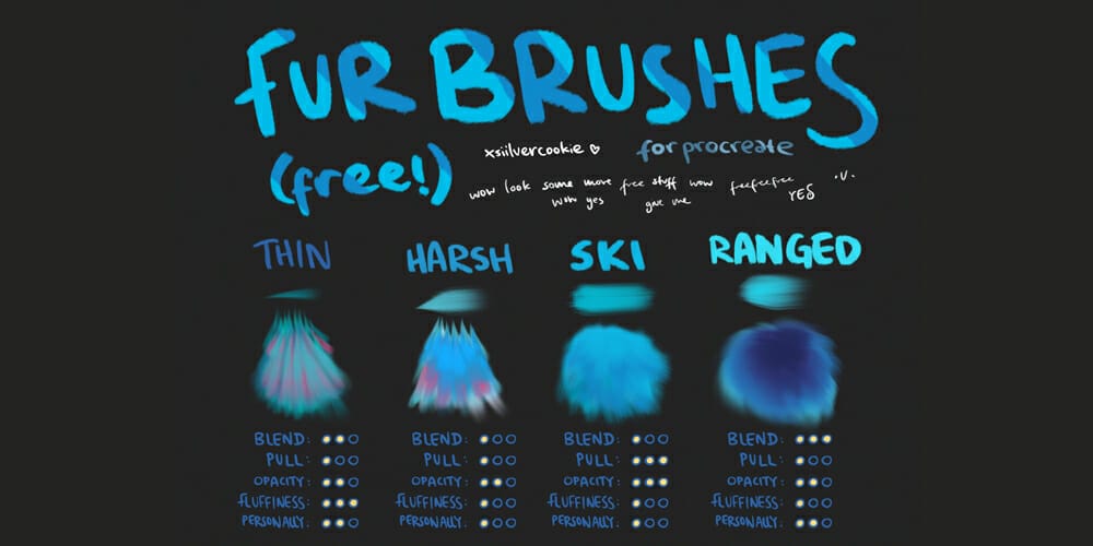 Best Free Procreate Brushes 162 Fur Brushes
