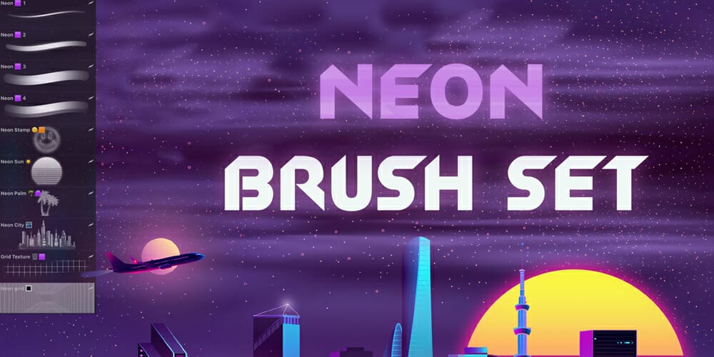 Best Free Procreate Brushes 170 Neon Brush Set for Procreate