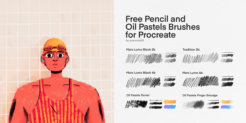 Best Free Procreate Brushes 57 Pencil and Oil Pastels Brushes