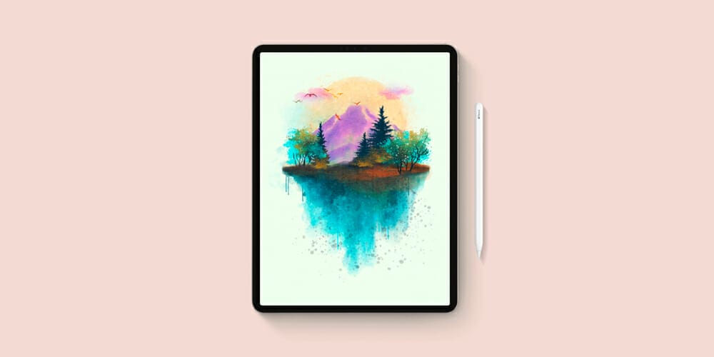Best Free Procreate Brushes 18 Watercolor Landscape Painting Bundle