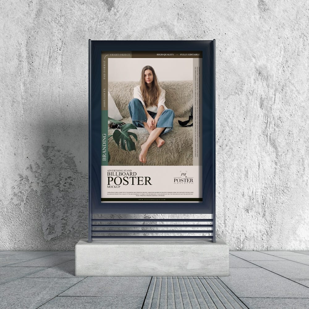 Advertising Stand Billboard Poster Mockup PSD 1 Advertising Stand Billboard Poster Mockup PSD
