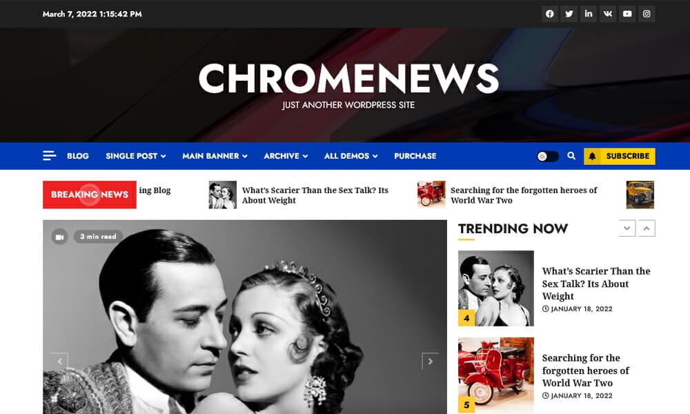 15+ Best Free WordPress Themes for News Sites 9 ChromeNews WordPress Theme