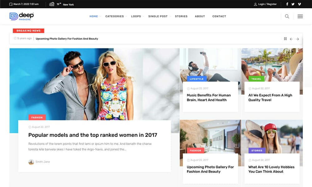 15+ Best Free WordPress Themes for News Sites 3 Deep Free WordPress Theme