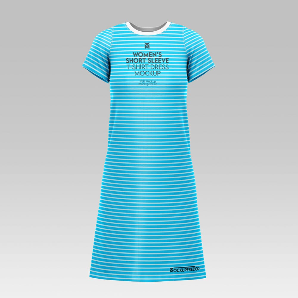 Free Women’s Short Sleeve T-Shirt Dress Mockup 1 Free Women’s Short Sleeve T-Shirt Dress Mockup