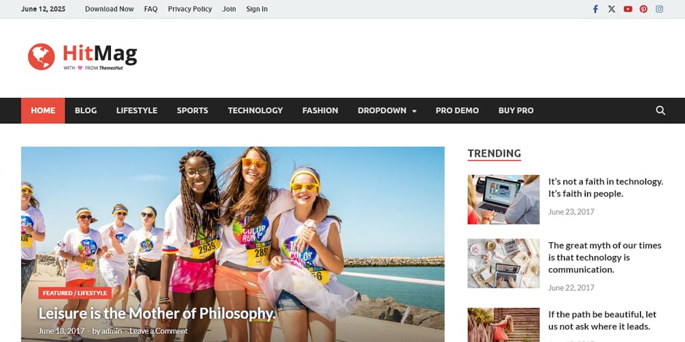 15+ Best Free WordPress Themes for News Sites 32 hitmag