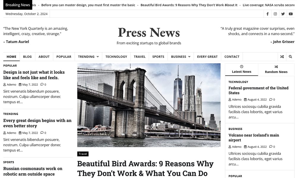 15+ Best Free WordPress Themes for News Sites 26 Press News