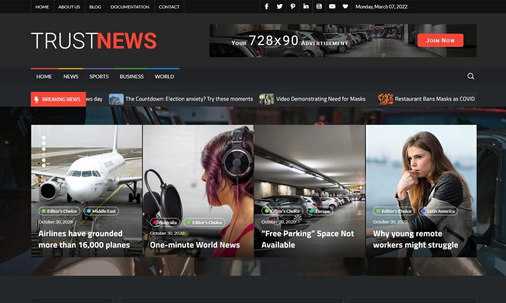 15+ Best Free WordPress Themes for News Sites 15 TrustNews - WordPress News Theme