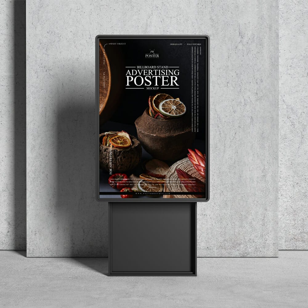 Billboard Stand Advertising Poster Mockup 1 Billboard Stand Advertising Poster Mockup