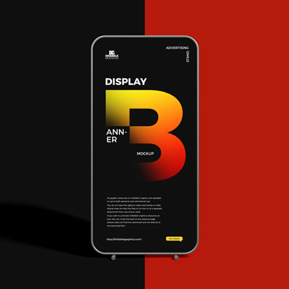 Free Advertising Stand Display Banner Mockup 1 Free Advertising Stand Display Banner Mockup