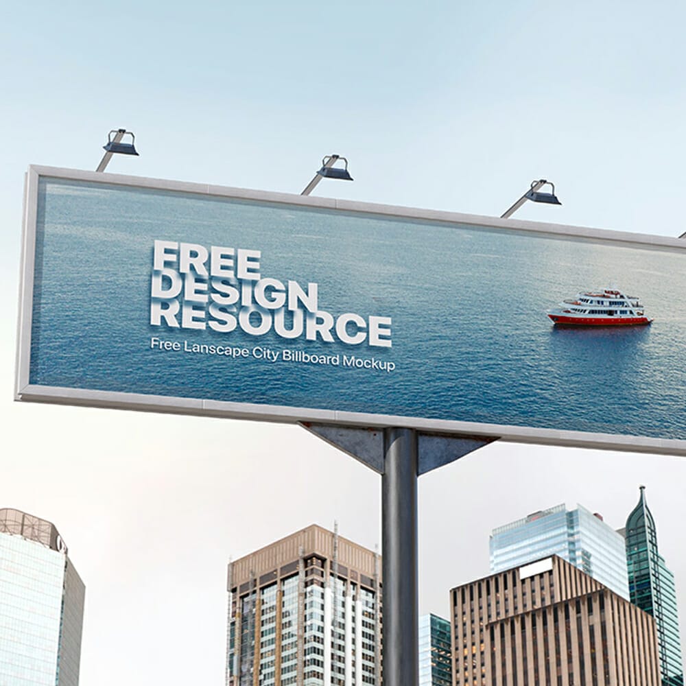 Free Landscape City Billboard Mockup 1 Free Landscape City Billboard Mockup