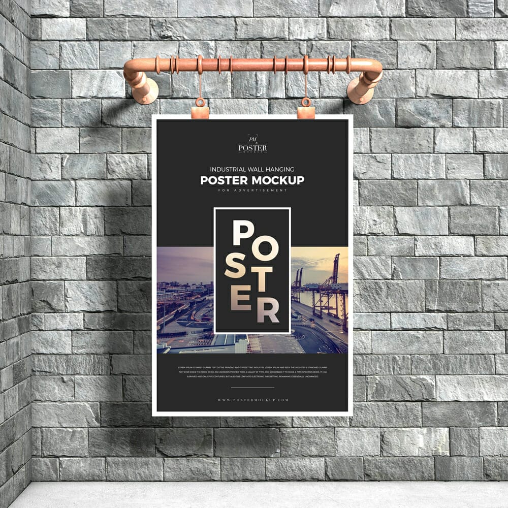 Industrial Advertising Wall Hanging Poster Mockup 1 Industrial Advertising Wall Hanging Poster Mockup