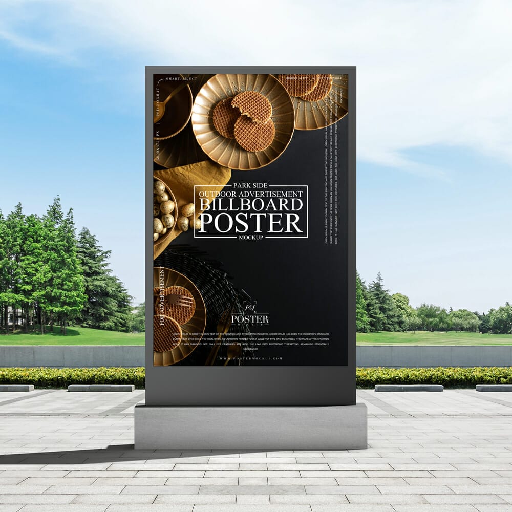 Park Side Outdoor Advertisement Billboard Poster Mockup 1 Park Side Outdoor Advertisement Billboard Poster Mockup