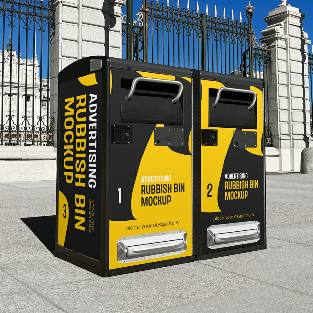 Free Advertising Rubbish Bin Mockup 1 Free Advertising Rubbish Bin Mockup